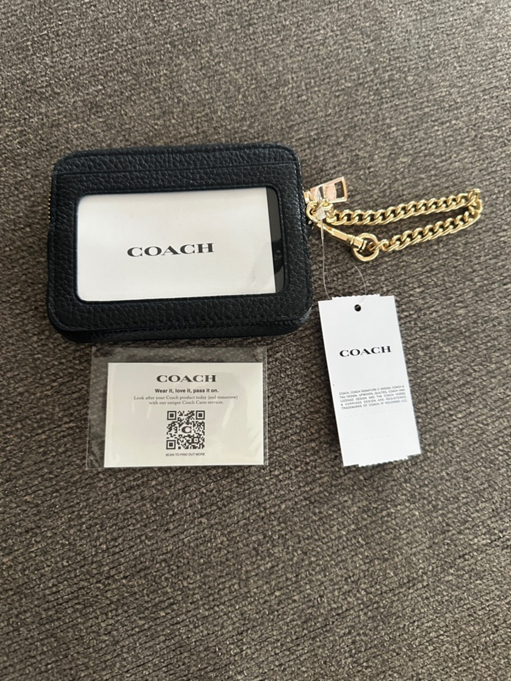 Coach ❤️ Zip Card Case #6303 Pebbled leather w/Gold hardware ~ NWT - Picture 3 of 8